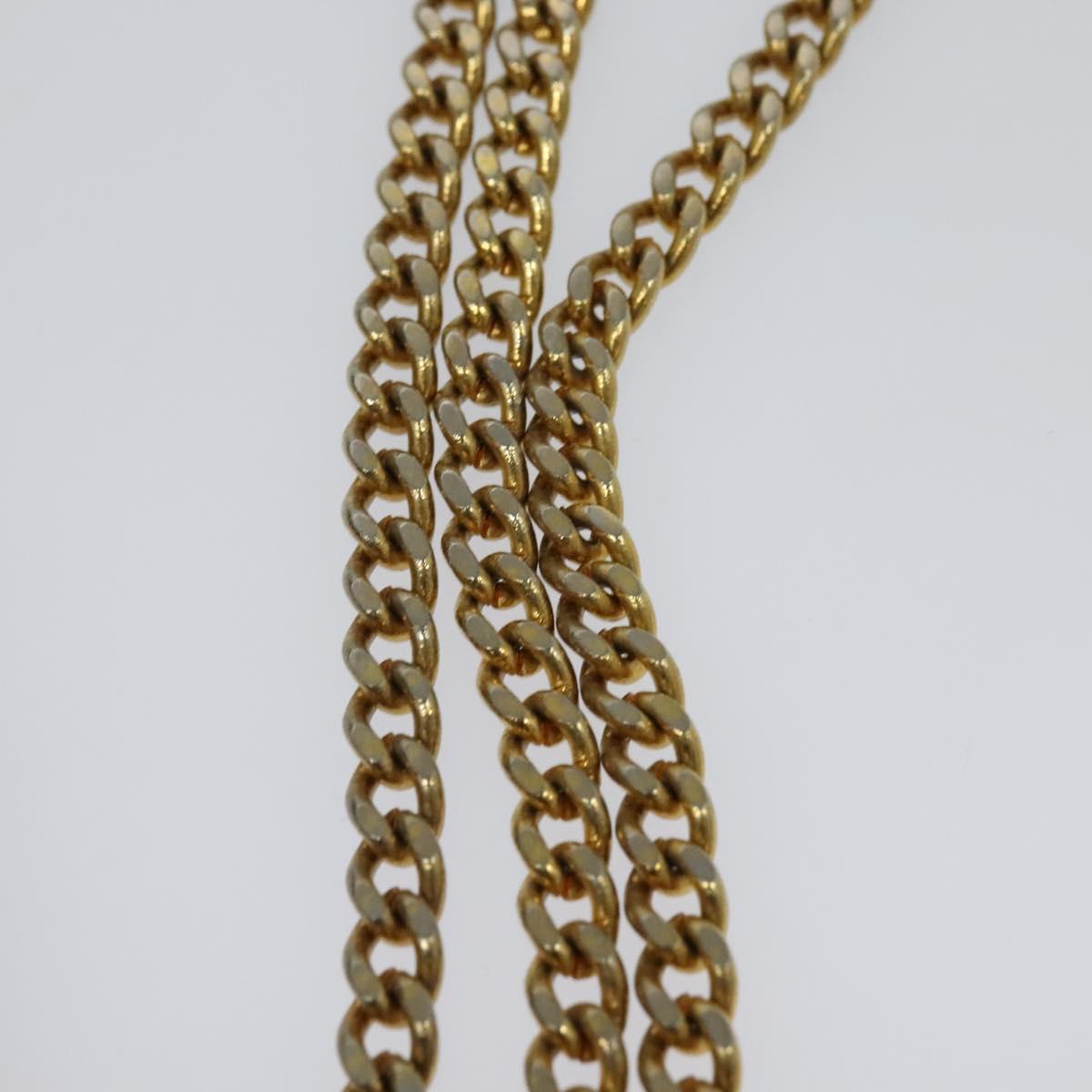 Christian Dior Trotter Canvas Chain Shoulder Bag Brown Gold Auth KD047