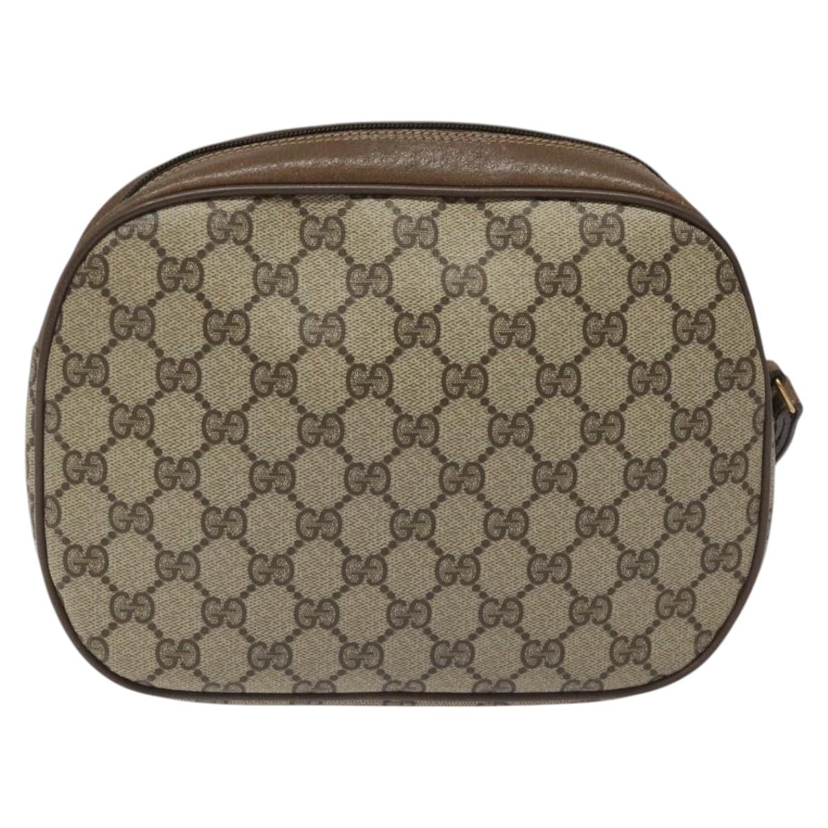 GUCCI GG Supreme Web Sherry Line Clutch Bag PVC Beige Red 89 01 034 Auth KD048