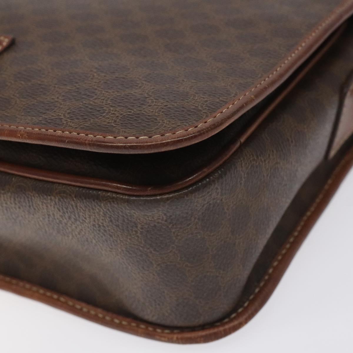 CELINE Macadam Canvas Shoulder Bag PVC Leather Brown Gold Auth KD057