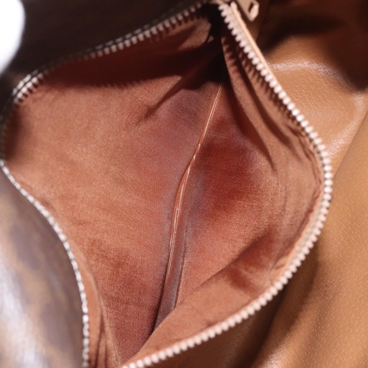 CELINE Macadam Canvas Shoulder Bag PVC Leather Brown Gold Auth KD057