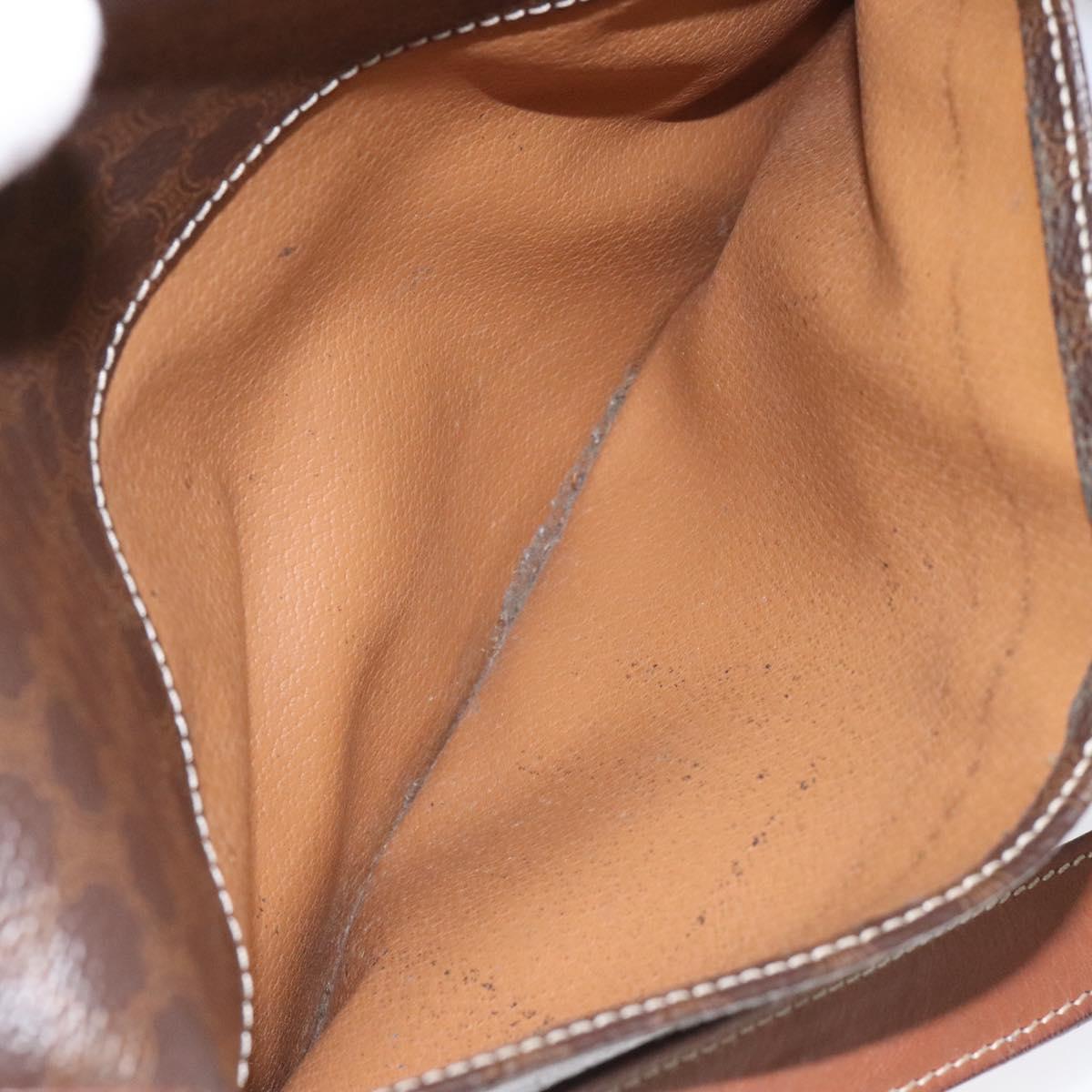 CELINE Macadam Canvas Shoulder Bag PVC Leather Brown Gold Auth KD057