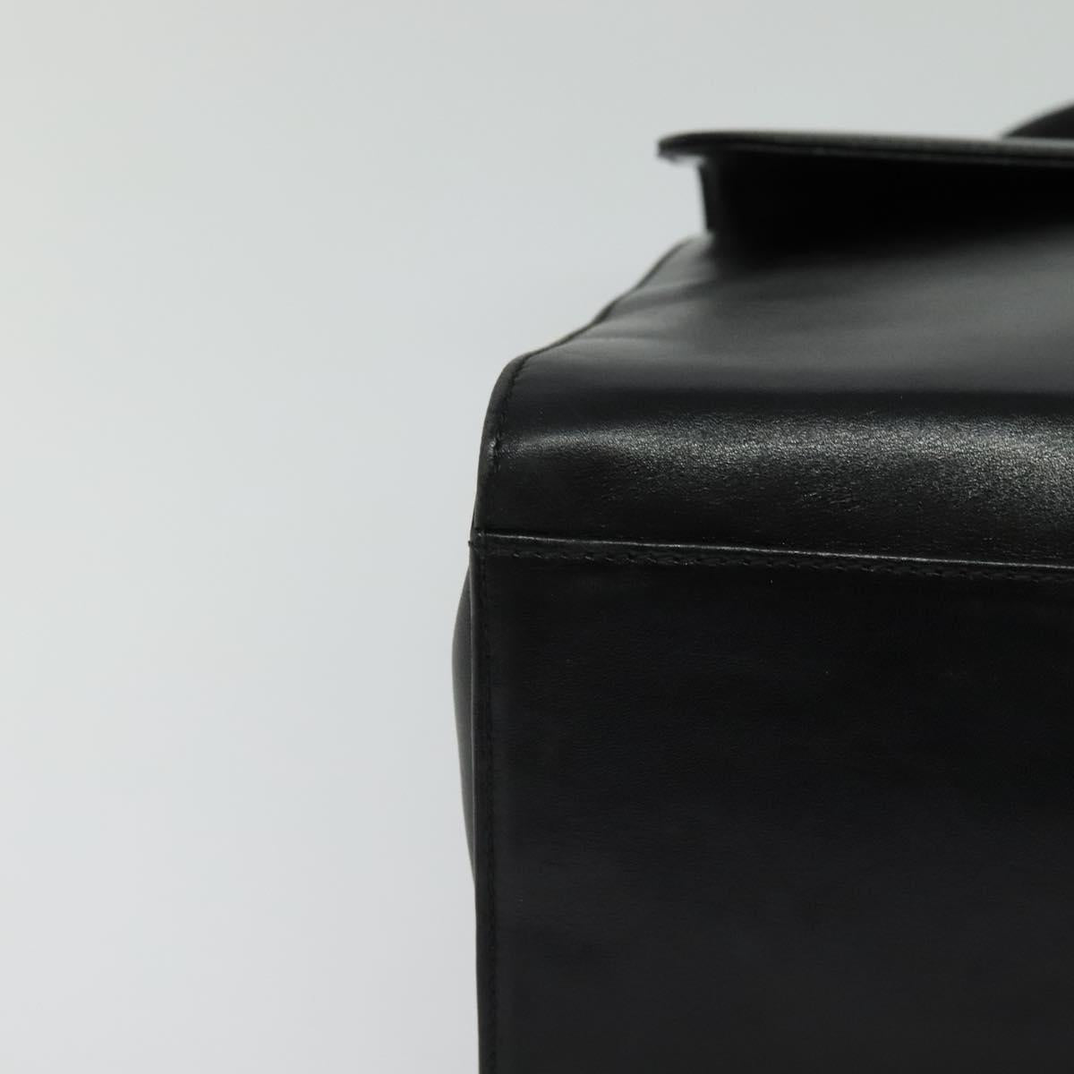 Salvatore Ferragamo Gancini Hand Bag Leather 2way Black Gold Auth KD059