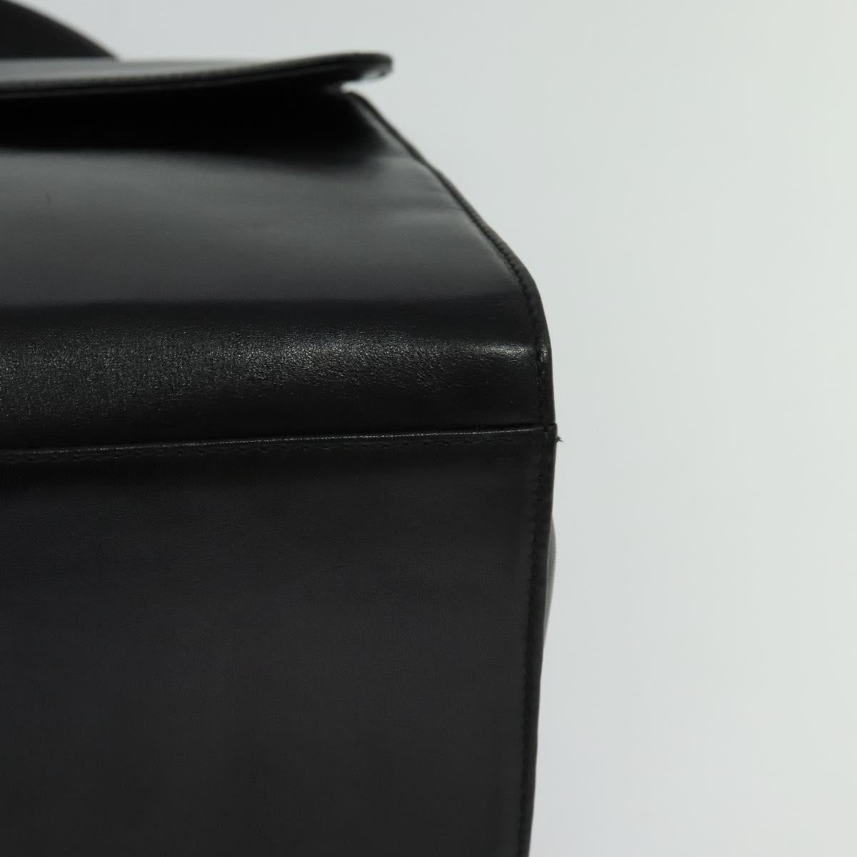 Salvatore Ferragamo Gancini Hand Bag Leather 2way Black Gold Auth KD059