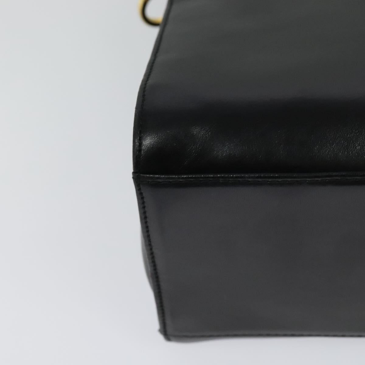 Salvatore Ferragamo Gancini Hand Bag Leather 2way Black Gold Auth KD059