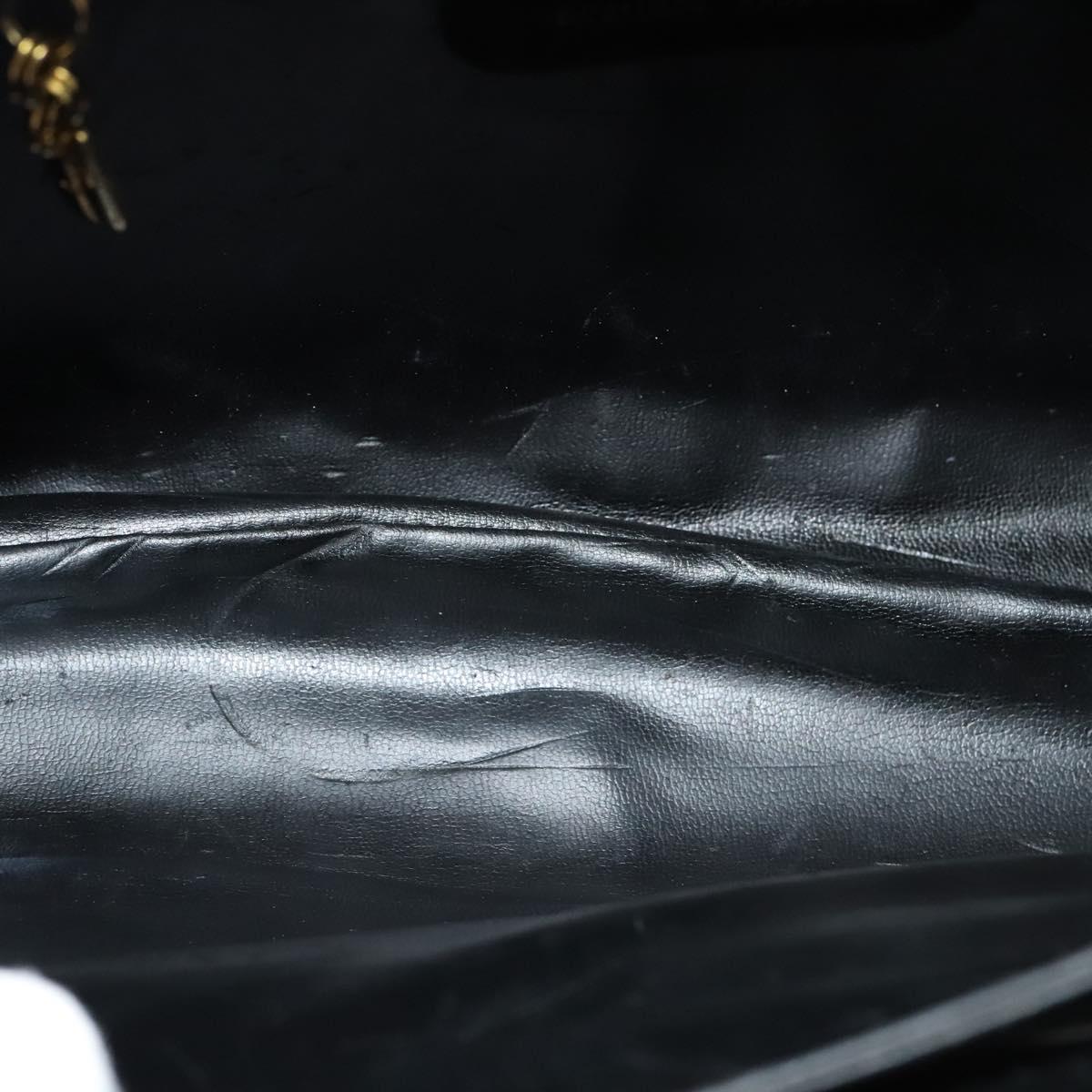 Salvatore Ferragamo Gancini Hand Bag Leather 2way Black Gold Auth KD059