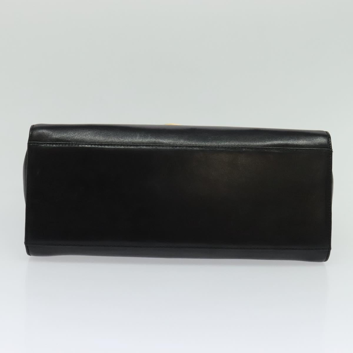 Salvatore Ferragamo Gancini Hand Bag Leather 2way Black Gold Auth KD059