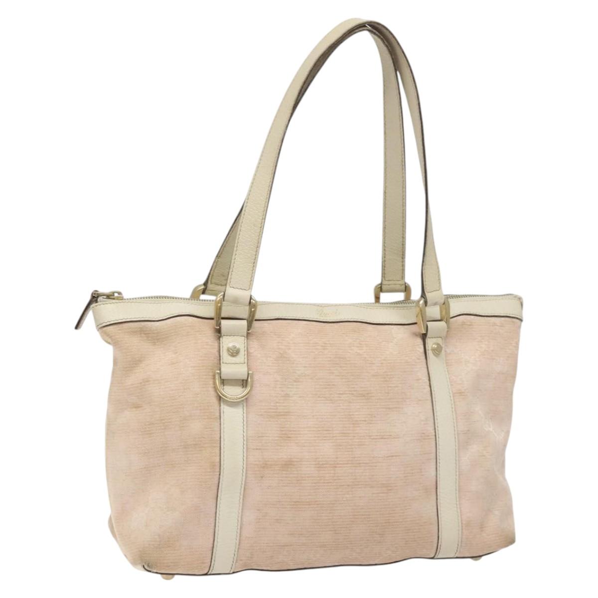 GUCCI GG Canvas Tote Bag Gold Pink 141470 Auth KD061