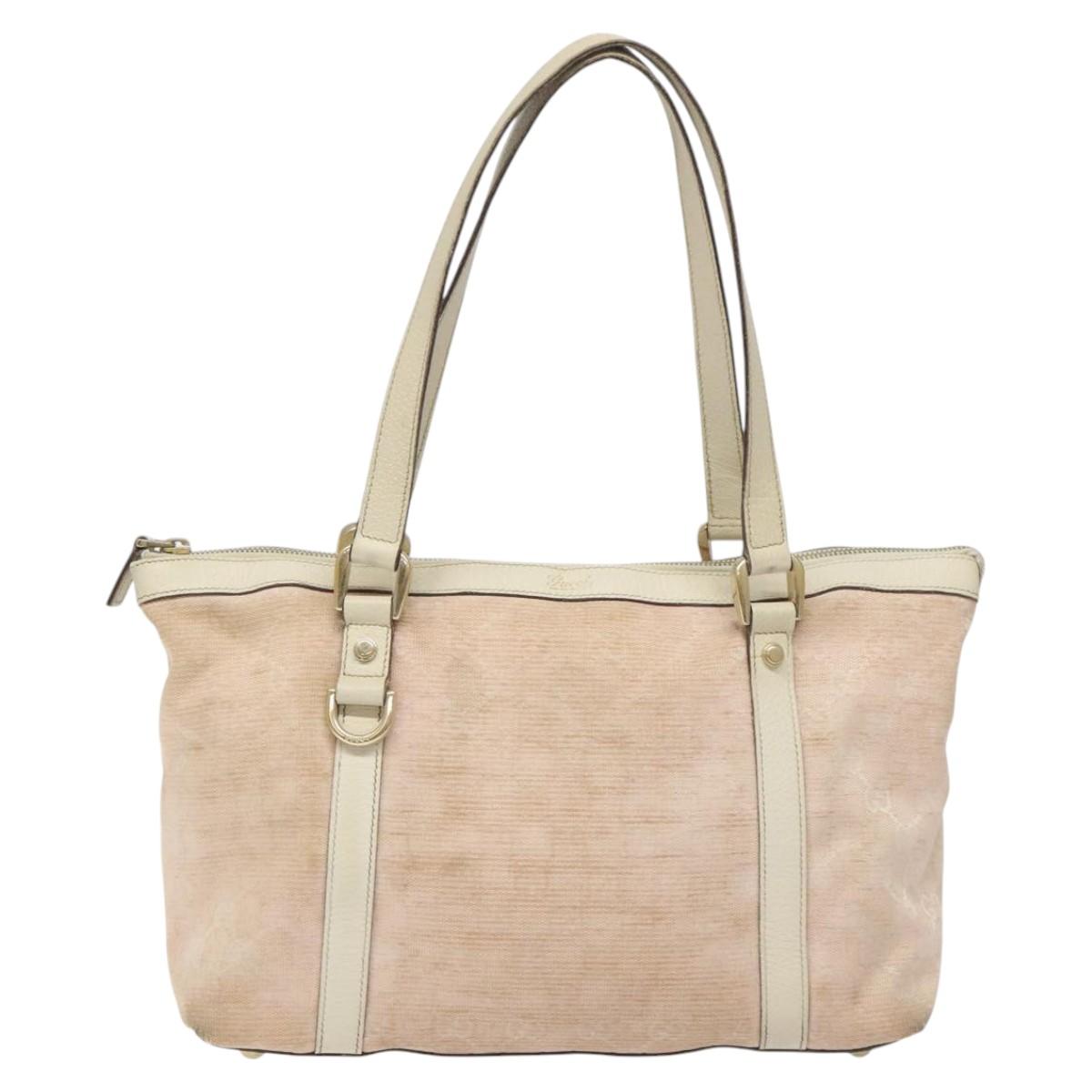 GUCCI GG Canvas Tote Bag Gold Pink 141470 Auth KD061