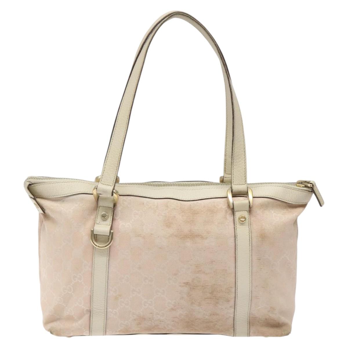 GUCCI GG Canvas Tote Bag Gold Pink 141470 Auth KD061