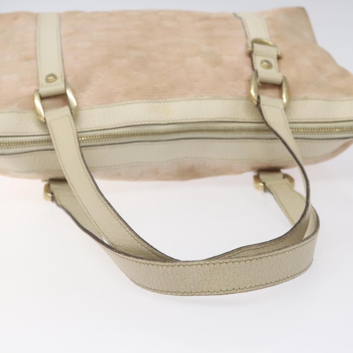 GUCCI GG Canvas Tote Bag Gold Pink 141470 Auth KD061