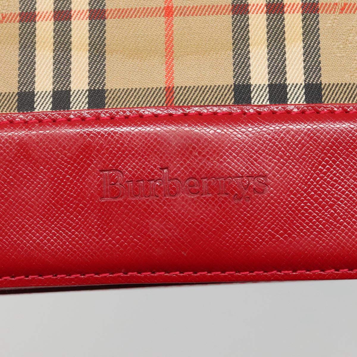 Burberrys Nova Check Shoulder Bag Canvas Leather Beige Red Auth KD063
