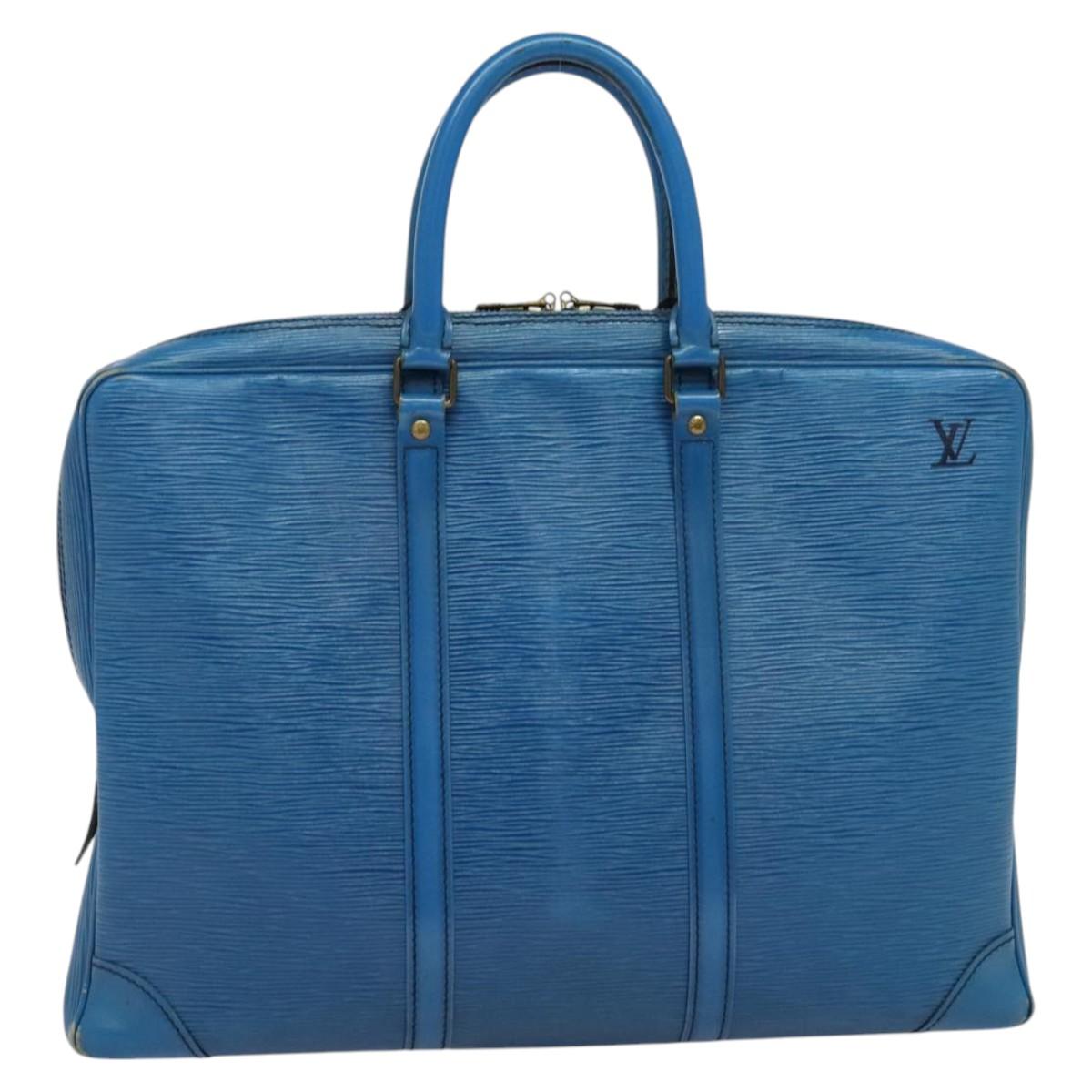 LOUIS VUITTON Epi Porte Documents Voyage Business Bag Blue M54475 Auth KD067