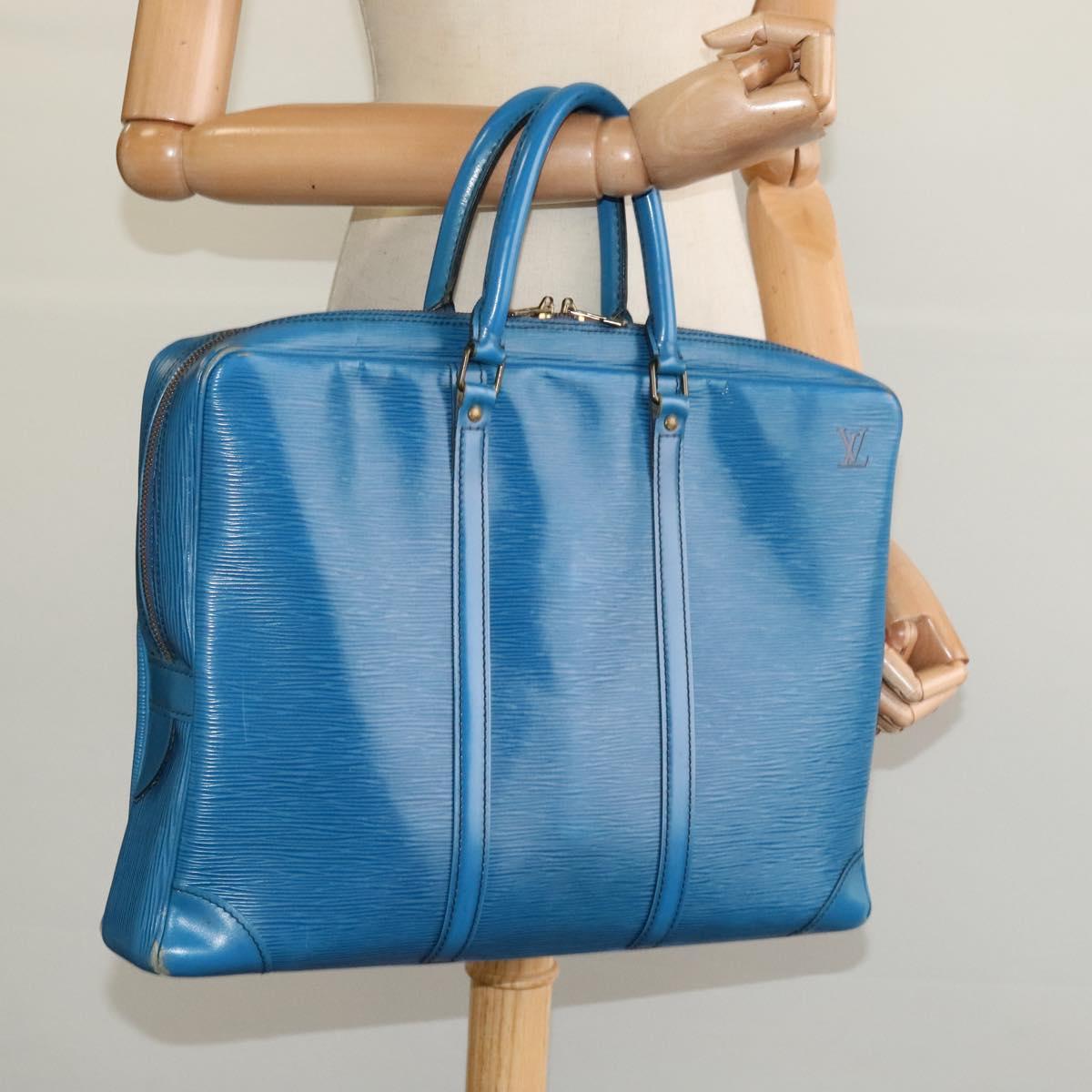 LOUIS VUITTON Epi Porte Documents Voyage Business Bag Blue M54475 Auth KD067