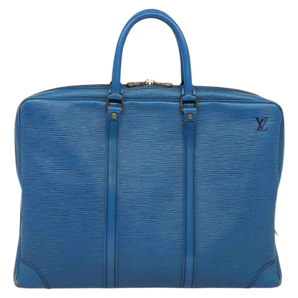 LOUIS VUITTON Epi Porte Documents Voyage Business Bag Blue M54475 Auth KD067