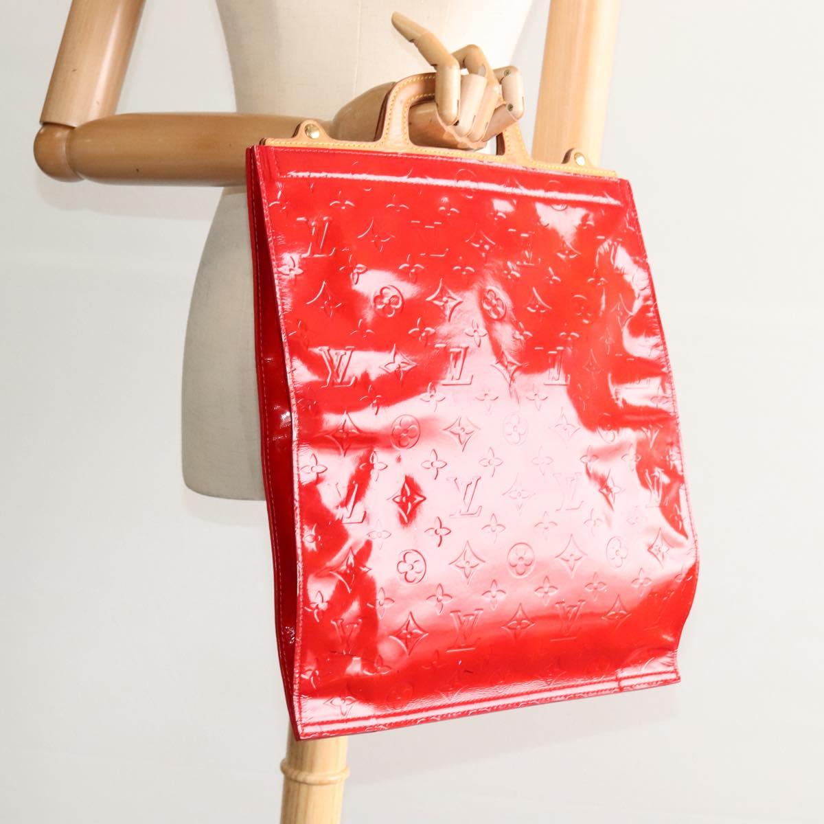 LOUIS VUITTON Monogram Vernis Stanton Tote Bag Red M91078 LV Auth KD080