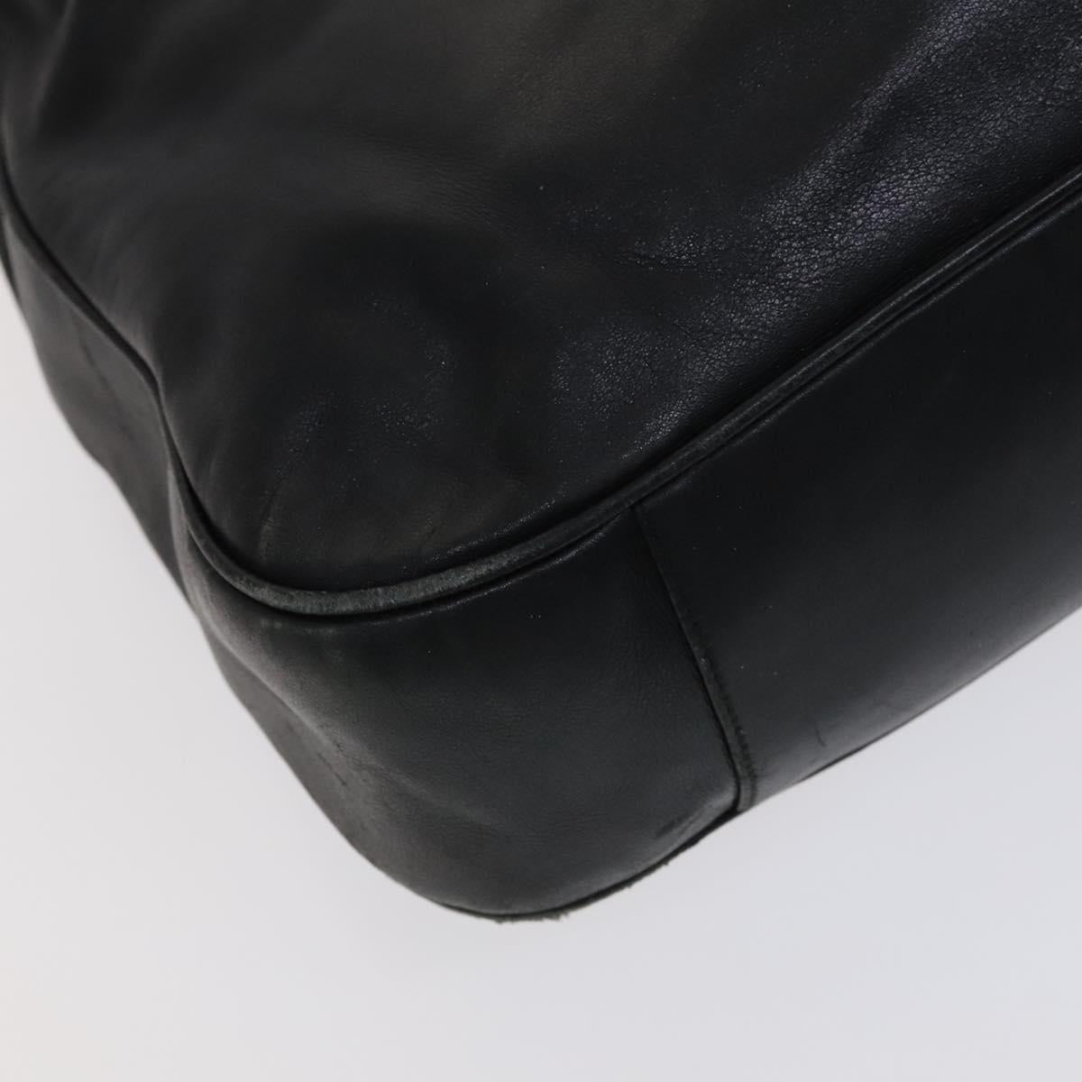GUCCI Bamboo Hand Bag Leather 2way Black Gold 001 1781 1577 Auth KD086