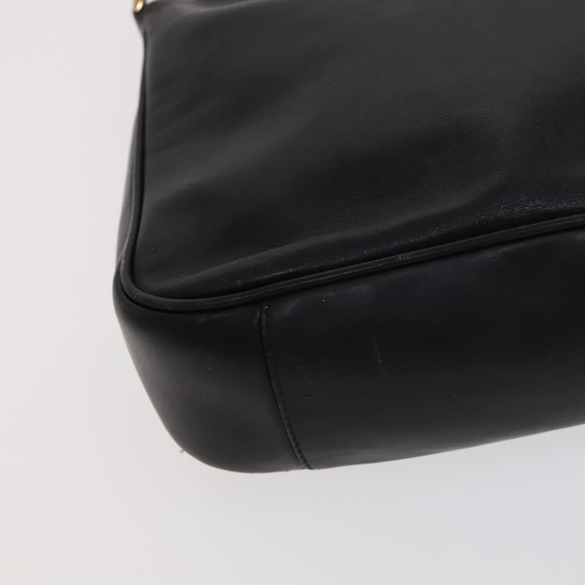 GUCCI Bamboo Hand Bag Leather 2way Black Gold 001 2113 1638 Auth KD087