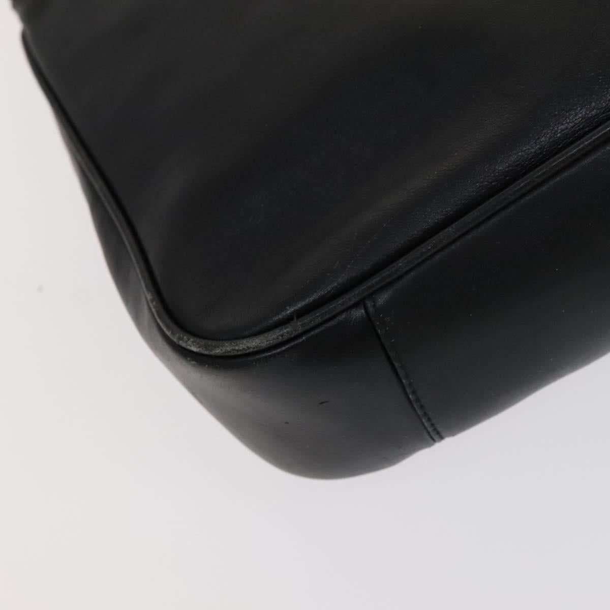 GUCCI Bamboo Hand Bag Leather 2way Black Gold 001 2113 1638 Auth KD087