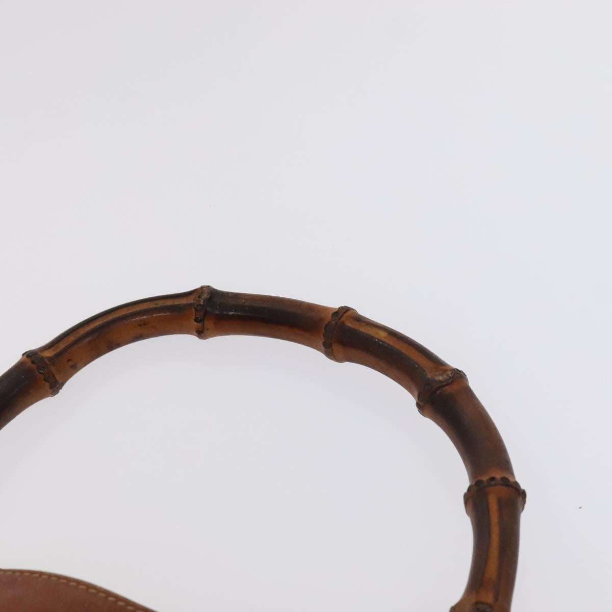 GUCCI Bamboo Hand Bag Leather 2way Brown Gold 001 3754 1577 Auth KD088
