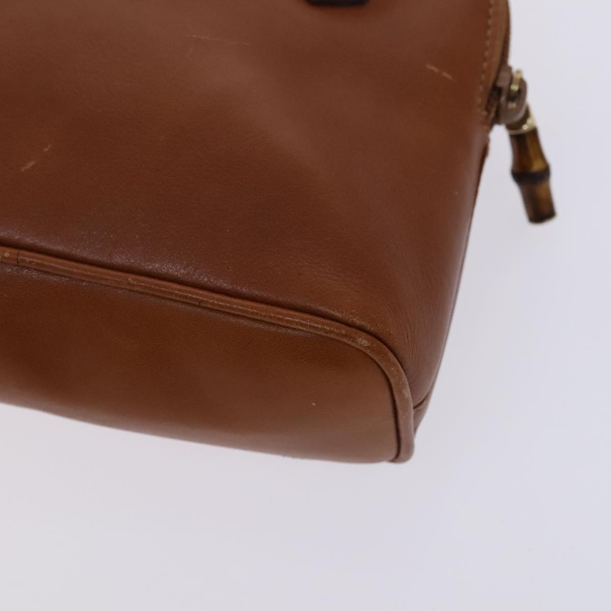 GUCCI Bamboo Hand Bag Leather 2way Brown Gold 007 2032 0231 Auth KD089