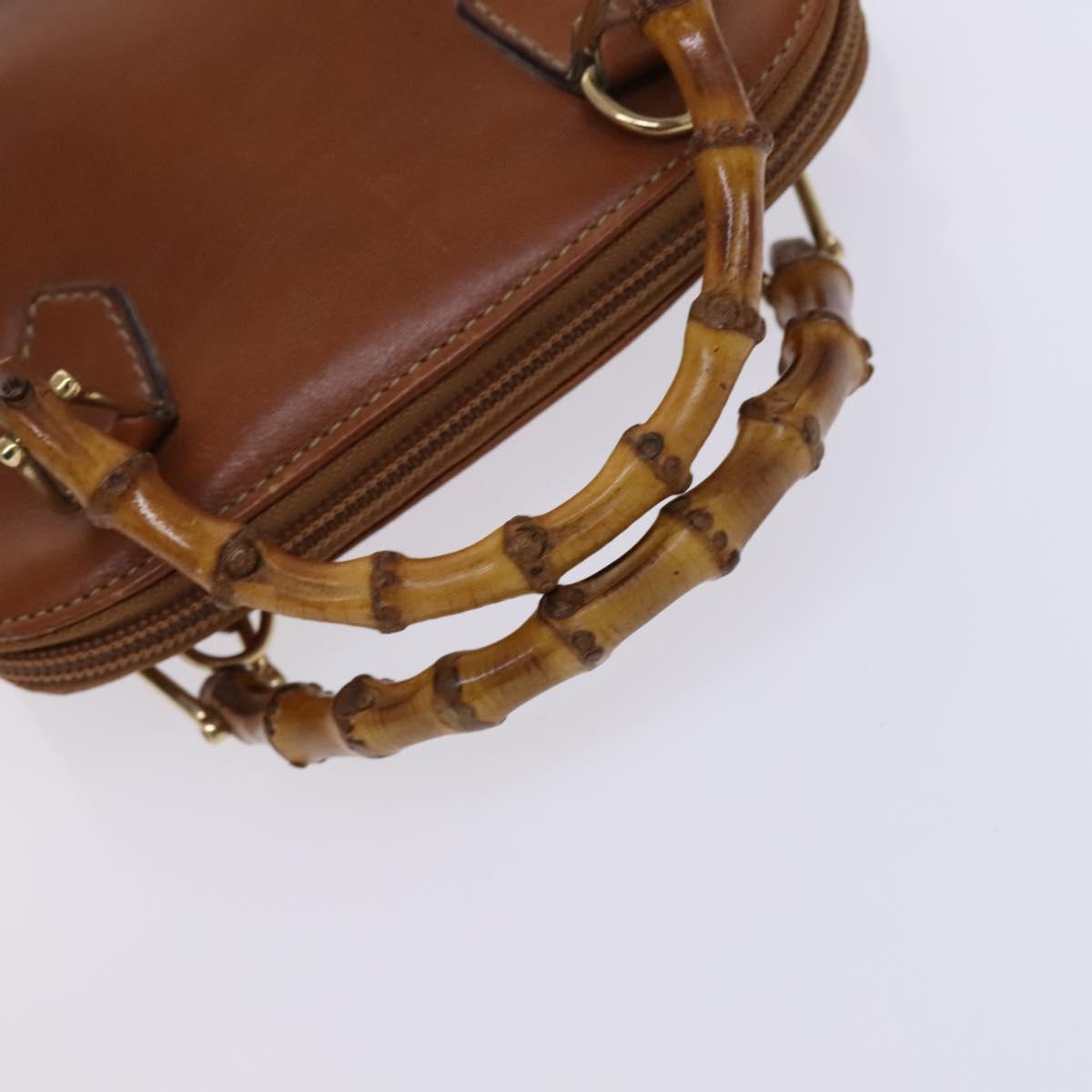 GUCCI Bamboo Hand Bag Leather 2way Brown Gold 007 2032 0231 Auth KD089