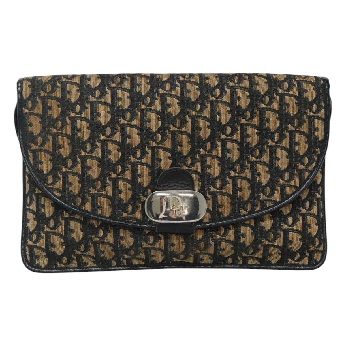 Christian Dior Trotter Canvas Shoulder Bag Navy Auth KD091