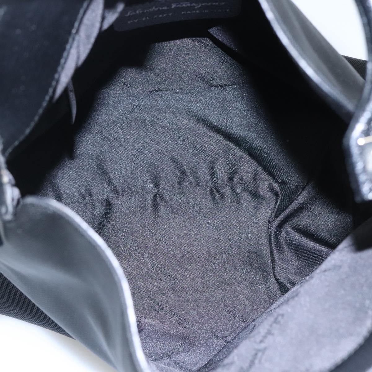 Salvatore Ferragamo Hand Bag Canvas Black Auth KD096