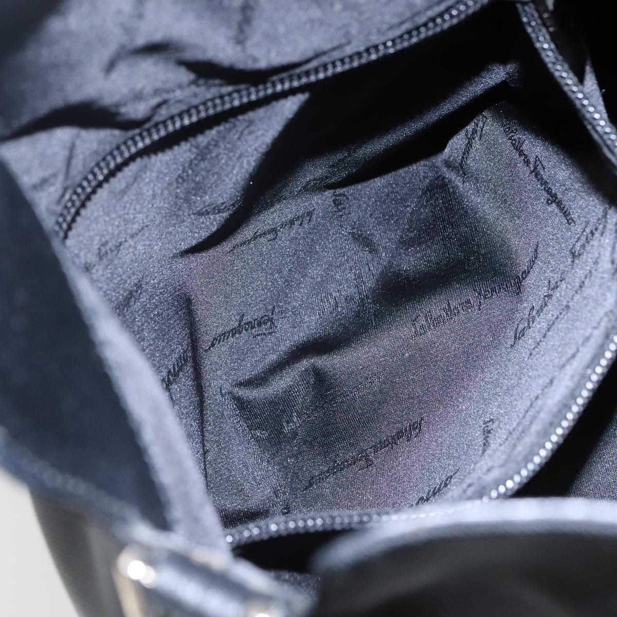 Salvatore Ferragamo Hand Bag Canvas Black Auth KD096