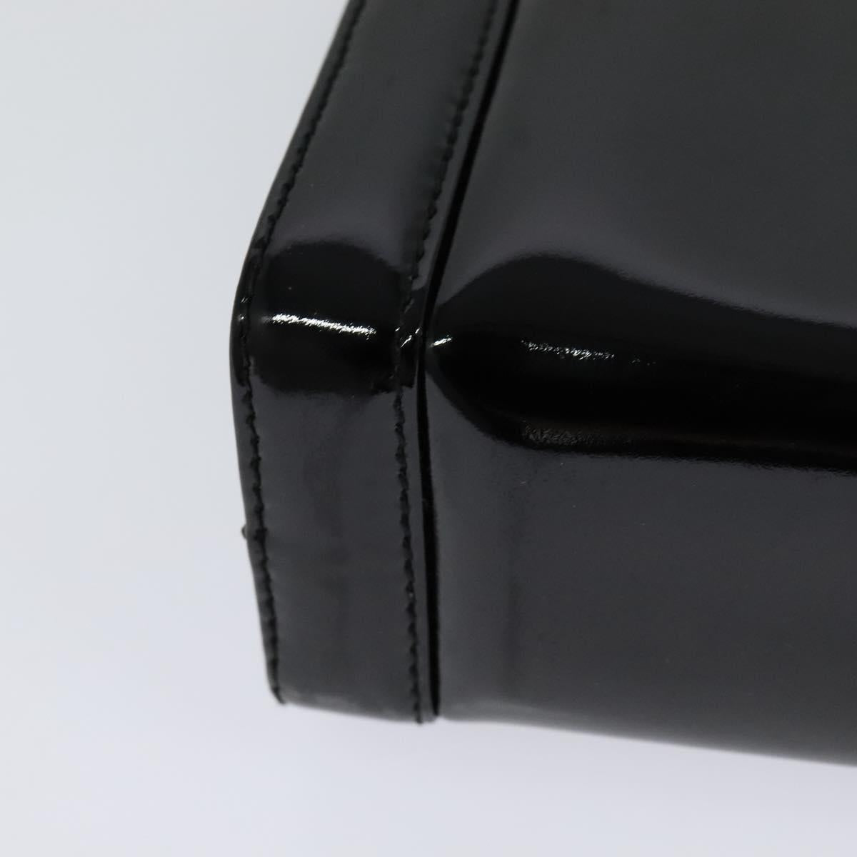 Salvatore Ferragamo Gancini Shoulder Bag Enamel Black Gold Auth KD105