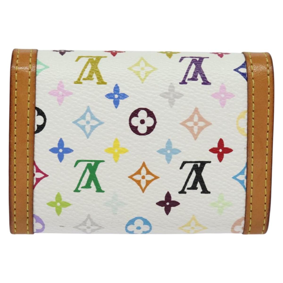 LOUIS VUITTON Monogram Multicolor Porte Monnaie Plat White M92657 Auth KD109