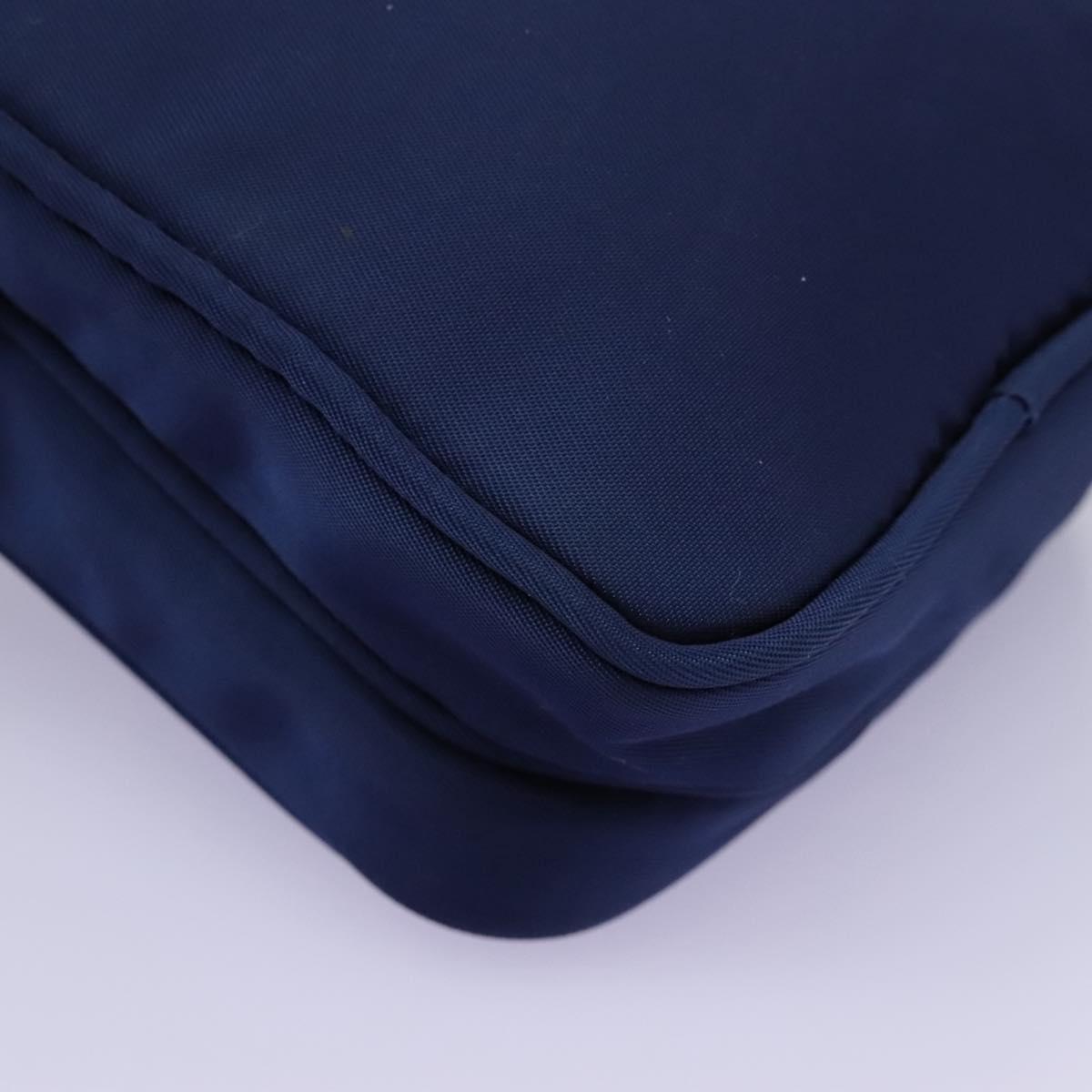 PRADA Shoulder Bag Nylon Blue Gold Auth KD114V