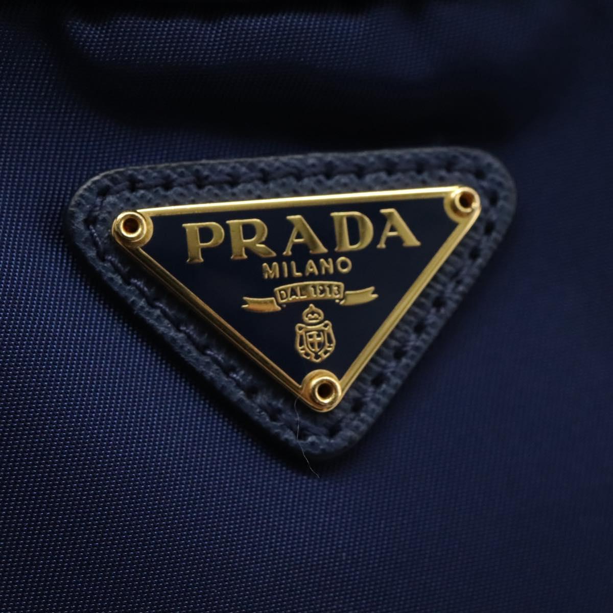 PRADA Shoulder Bag Nylon Blue Gold Auth KD114V