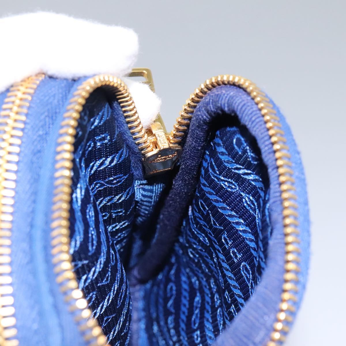 PRADA Shoulder Bag Nylon Blue Gold Auth KD114V