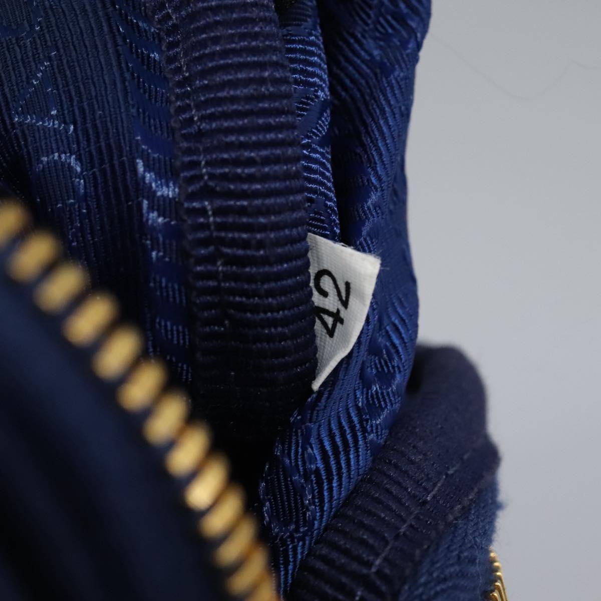 PRADA Shoulder Bag Nylon Blue Gold Auth KD114V