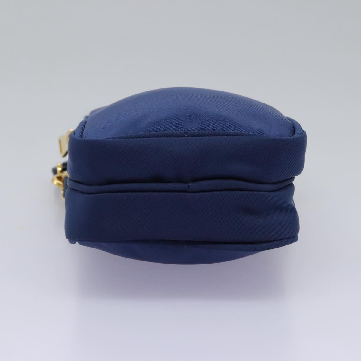 PRADA Shoulder Bag Nylon Blue Gold Auth KD114V