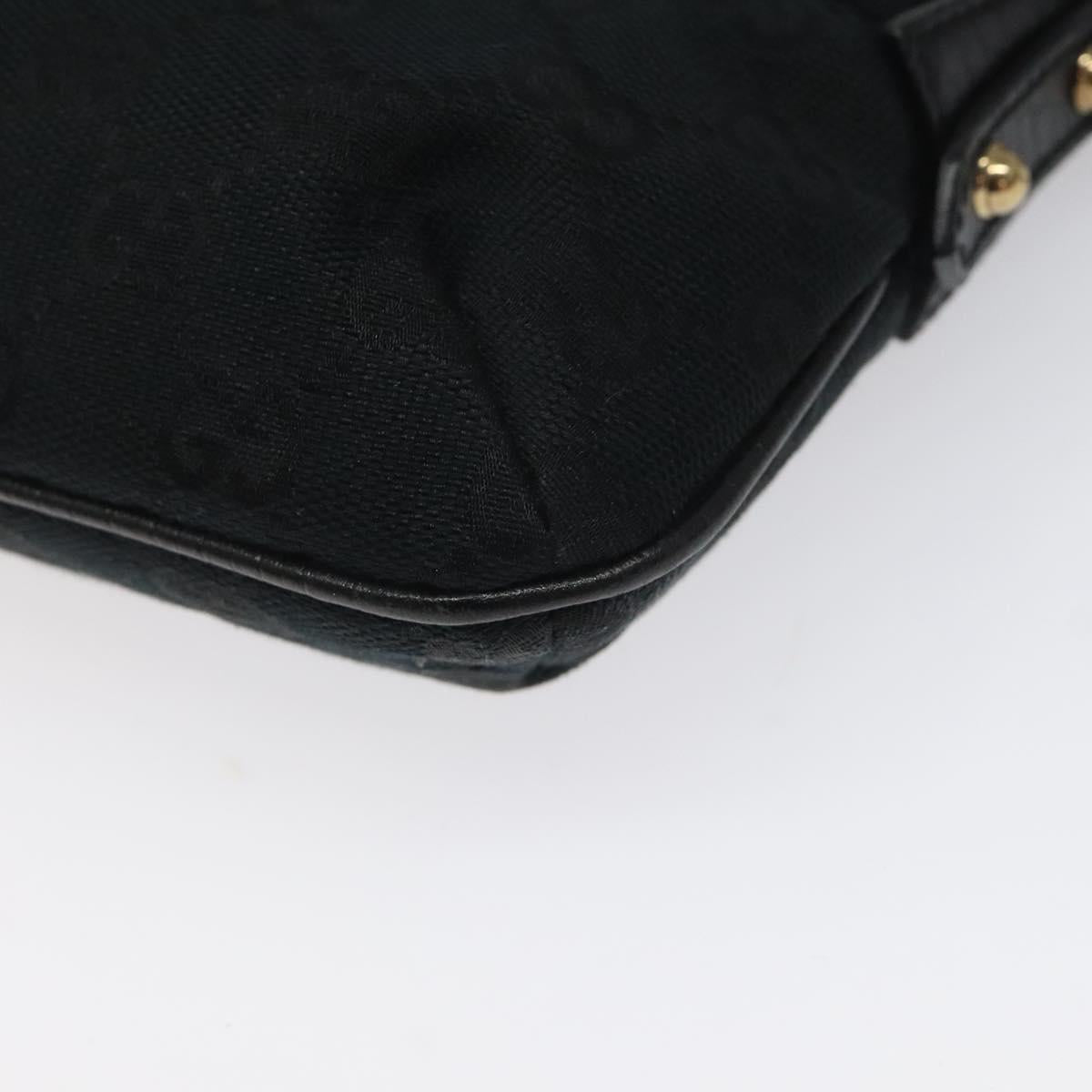 GUCCI GG Canvas Sherry Line Accessory Pouch Black Khaki 145970 Auth KD125V