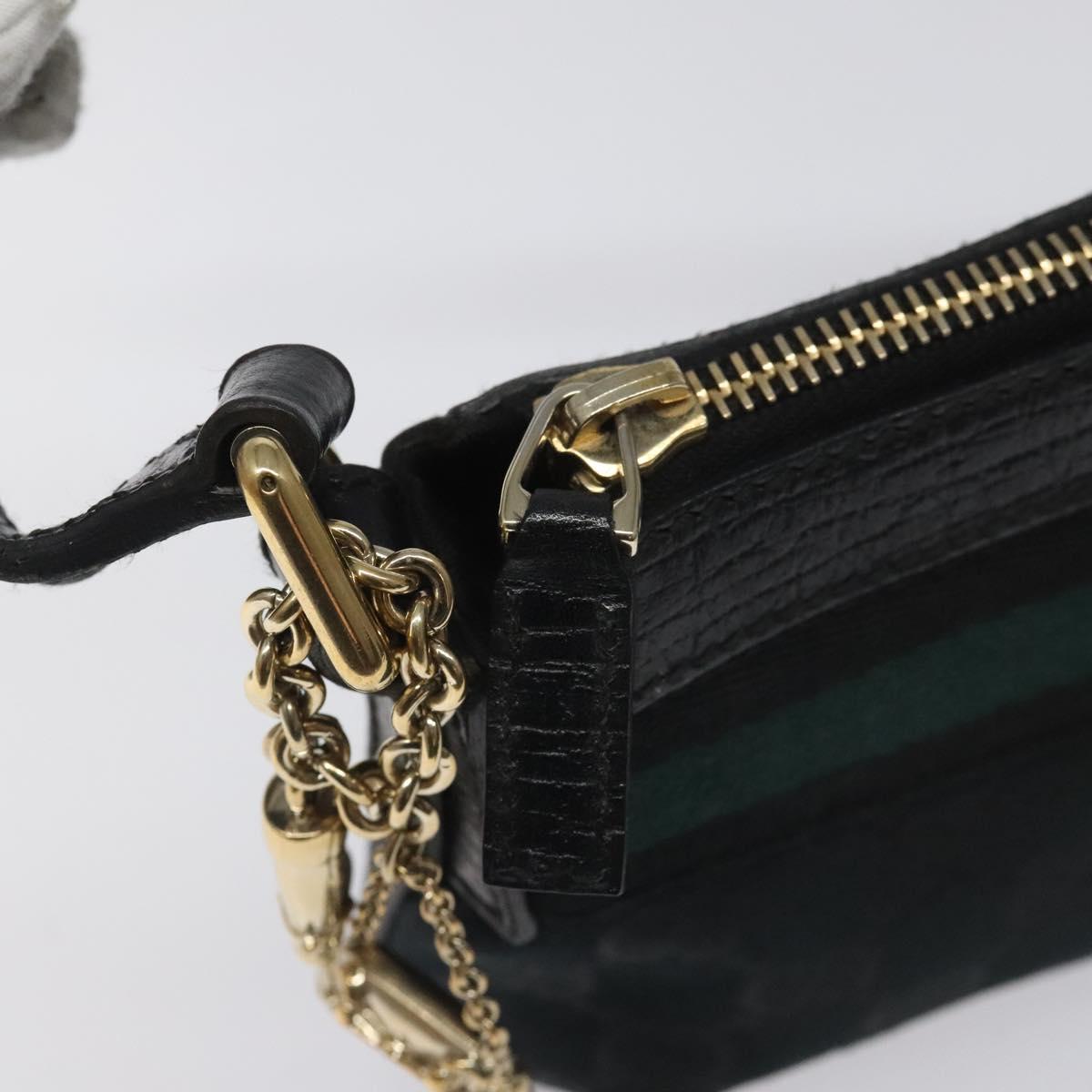GUCCI GG Canvas Sherry Line Accessory Pouch Black Khaki 145970 Auth KD125V