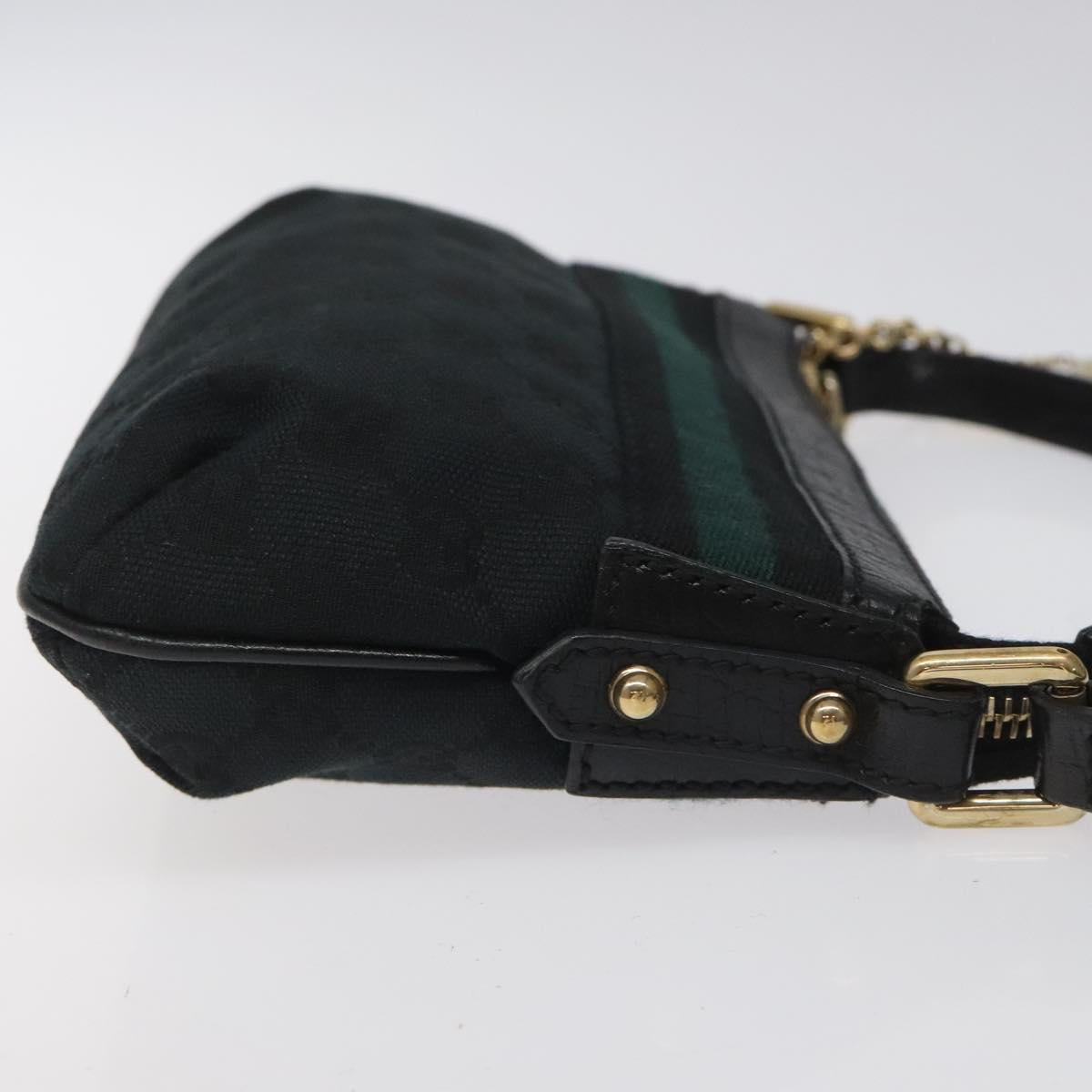 GUCCI GG Canvas Sherry Line Accessory Pouch Black Khaki 145970 Auth KD125V