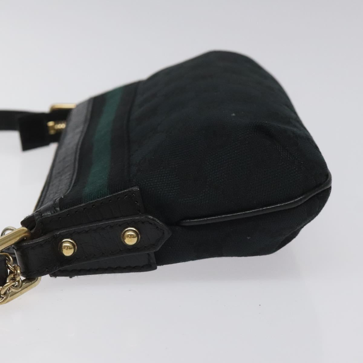 GUCCI GG Canvas Sherry Line Accessory Pouch Black Khaki 145970 Auth KD125V