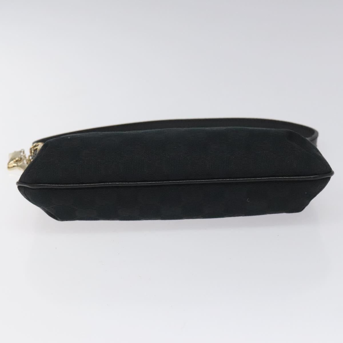 GUCCI GG Canvas Sherry Line Accessory Pouch Black Khaki 145970 Auth KD125V