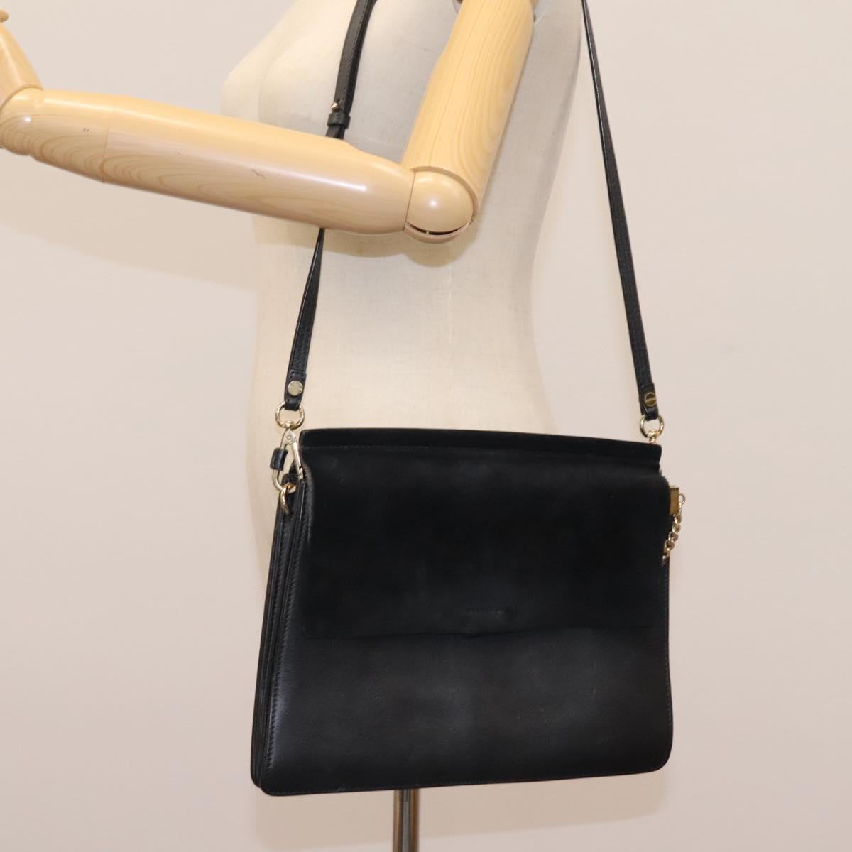 Chloe Fay Shoulder Bag Suede Leather Black Auth KD130