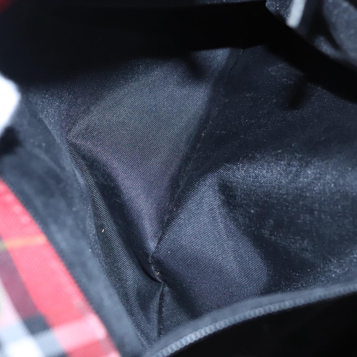 BURBERRY Nova Check Tote Bag Nylon Red Silver Auth KD137