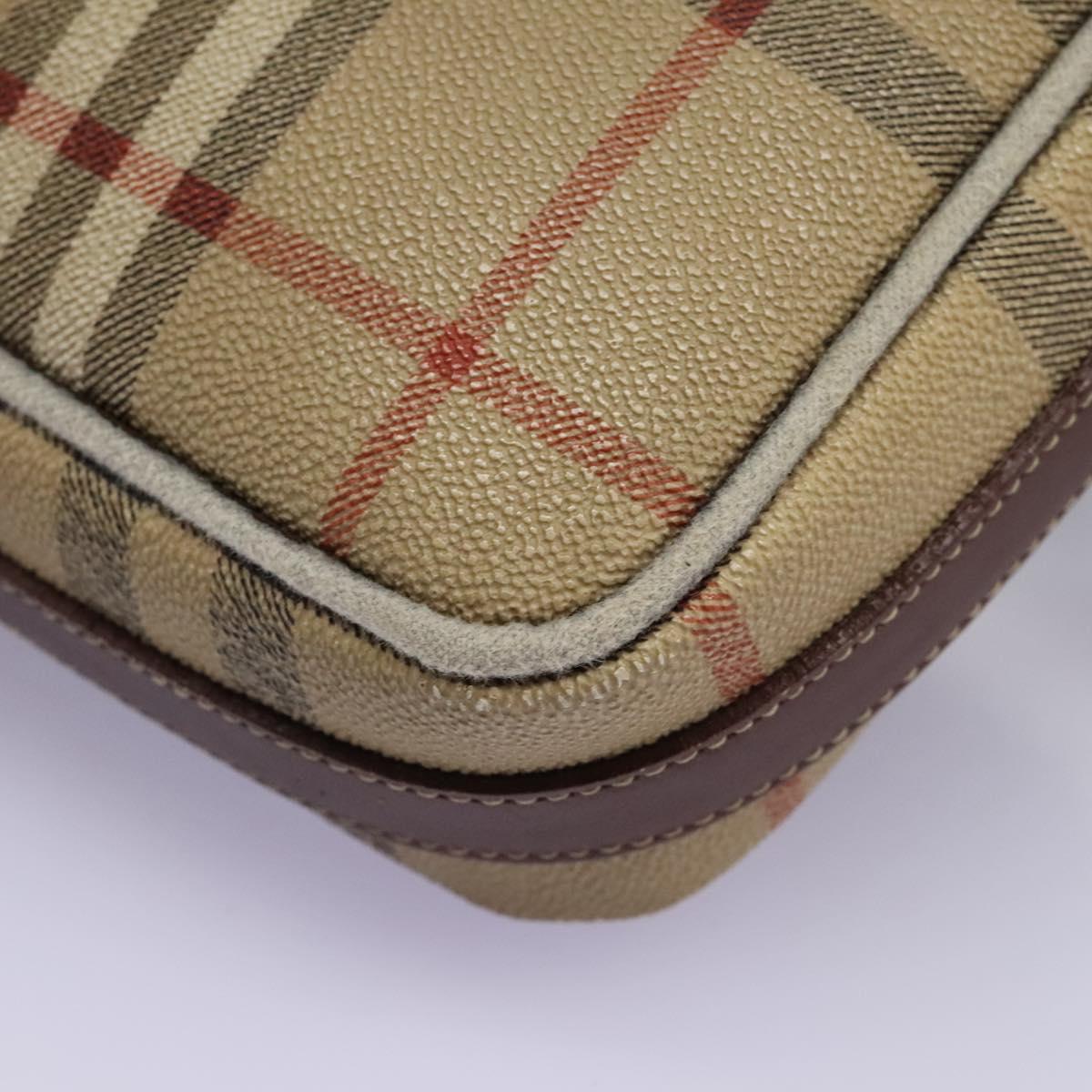 Burberrys Nova Check Shoulder Bag PVC Leather Beige Auth KD166