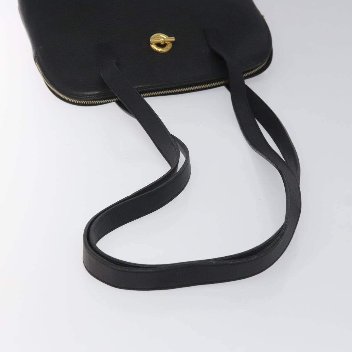 CELINE Shoulder Bag Leather Black Gold Auth KD180