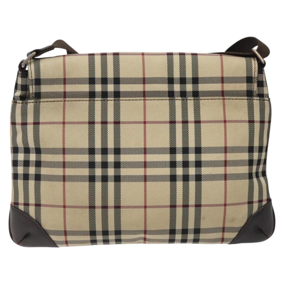 BURBERRY Nova Check Shoulder Bag Canvas Beige Auth KD198