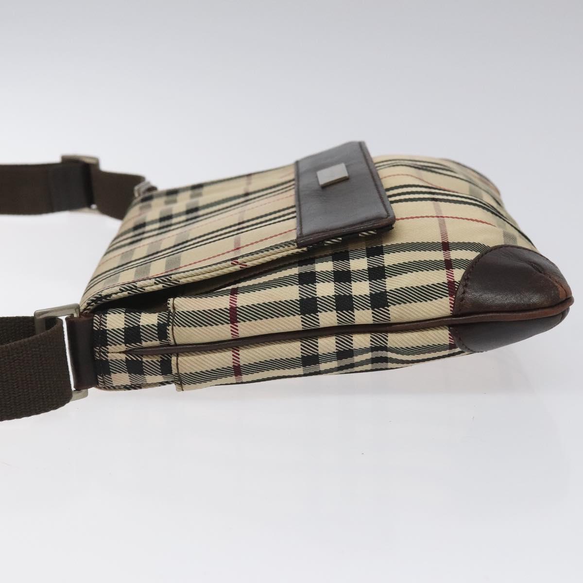 BURBERRY Nova Check Shoulder Bag Canvas Beige Auth KD198