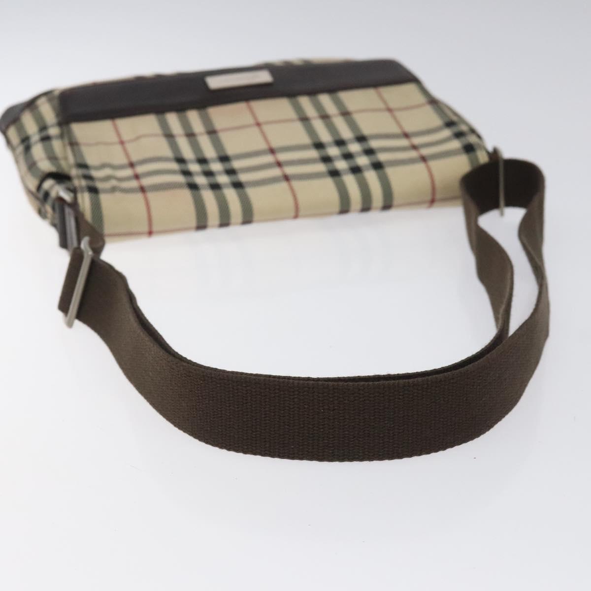 BURBERRY Nova Check Shoulder Bag Canvas Beige Auth KD198