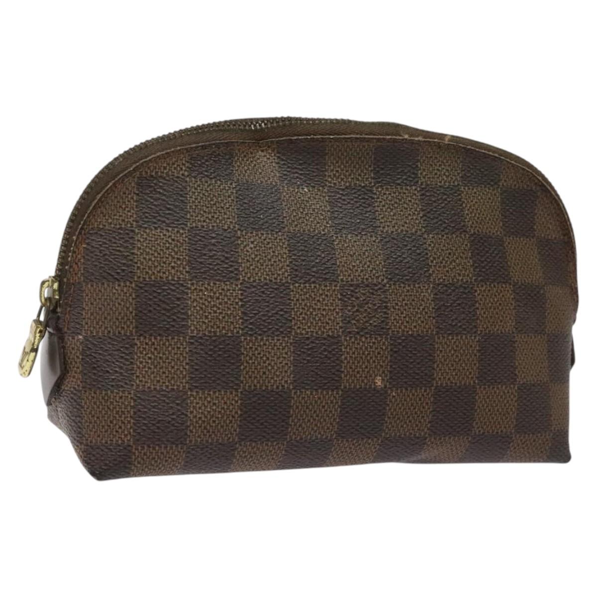 LOUIS VUITTON Damier Ebene Pochette Cosmetic PM Pouch N47516 LV Auth KD199