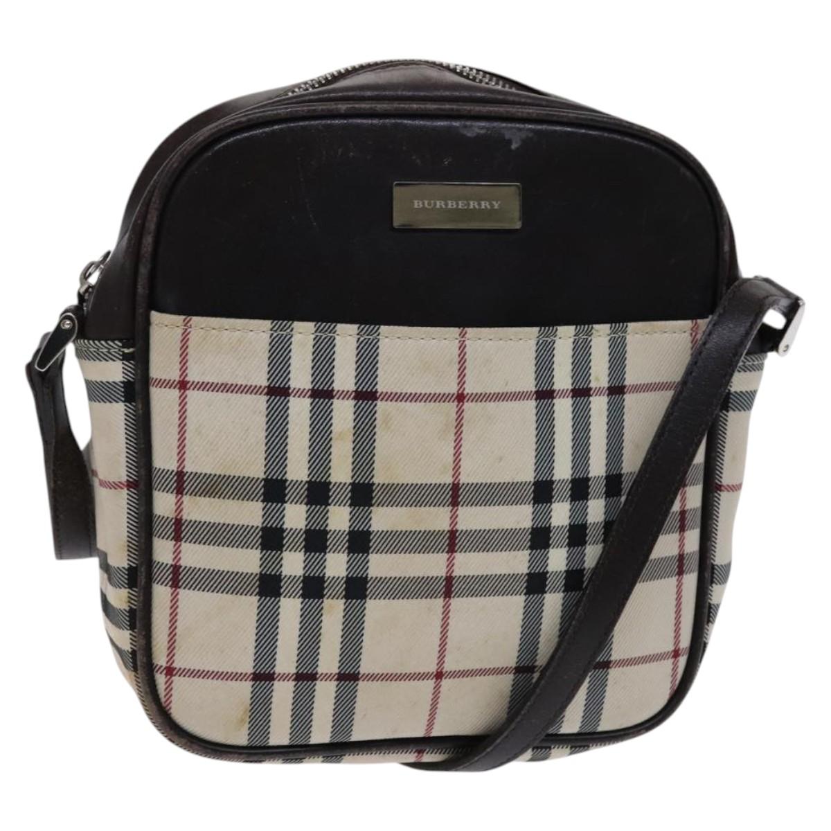 BURBERRY Nova Check Shoulder Bag Canvas Beige Auth KD202