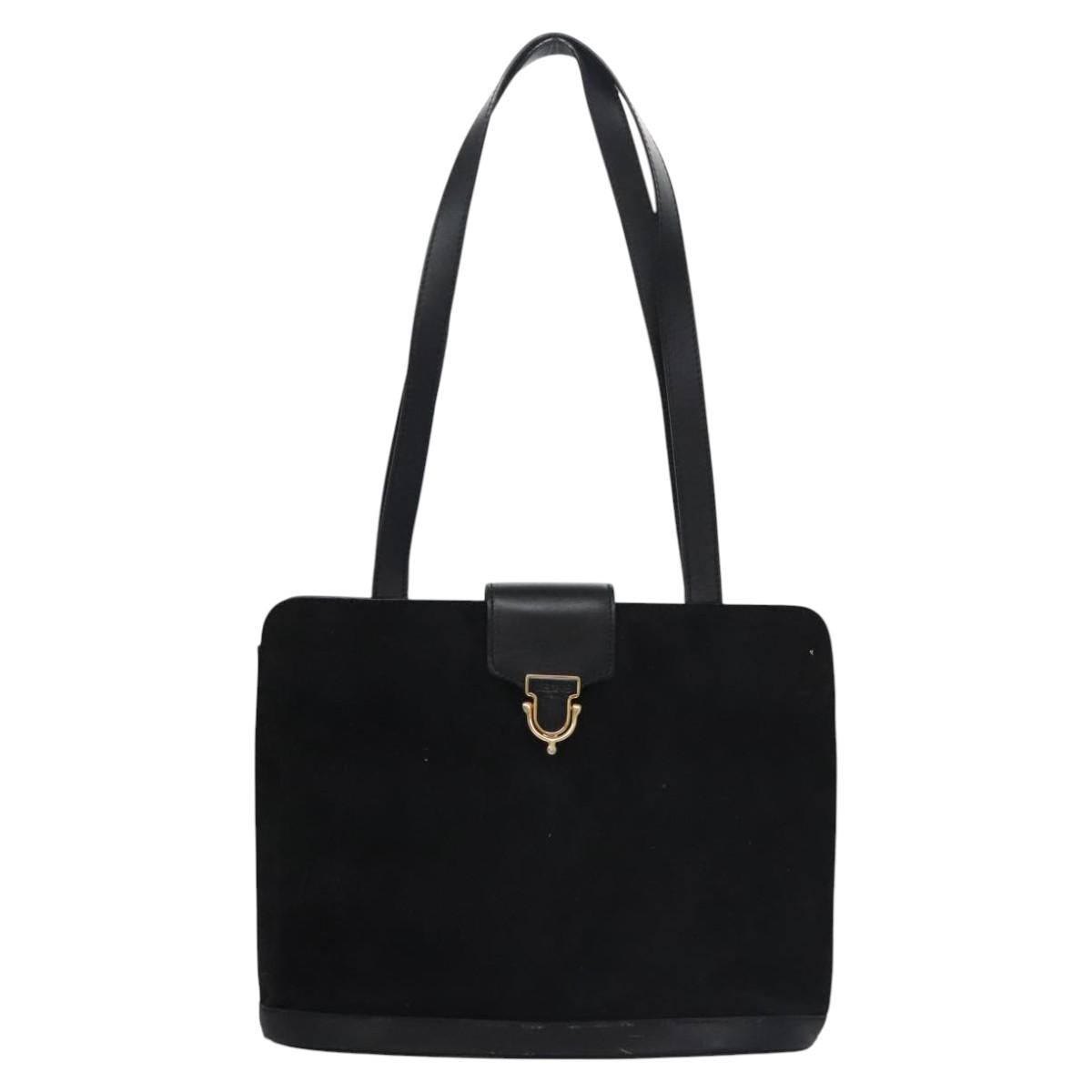 CELINE Shoulder Bag Suede Black Auth KD203